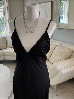 Wild Fable Black Floral Lace V-Neck Slip Dress